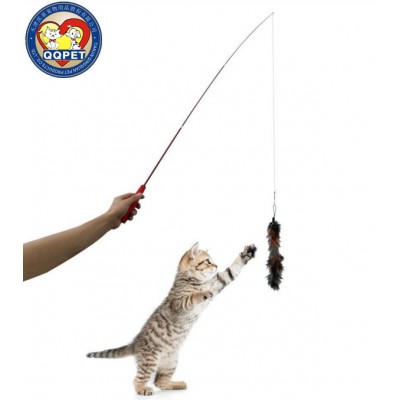 Wholesale Pet Cat Feather Toys Interactive Retractable Cat Teaser Wand