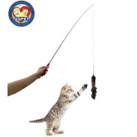 Wholesale Pet Cat Feather Toys Interactive Retractable Cat Teaser Wand